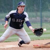 Grady Lesperance eyes a relay throw to the bag 