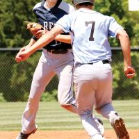 Boston Ellison steps out of the way of a runner after making a force out