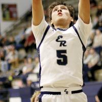 Carter Roman Nose shoots a jumper off a fast break