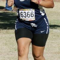 Jasmin Estrada runs down a small hill