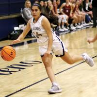 EHS girls basketball_Valdez dribbles up court