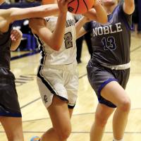 EHS girls basketball_Evans-Thompson gets fouled