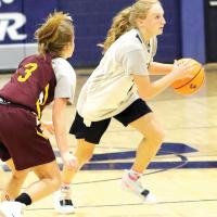 EHS girls basketball_Holsted dribbles