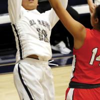 EHS girls basketball_Jones shoots a jumper 