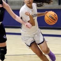 EHS girls basketball_Reveles dribbles around defender