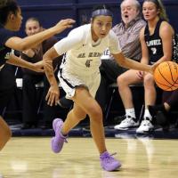 EHS girls basketball_Reveles drives around