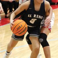EHS girls basketball_Sioux dribbles past defender