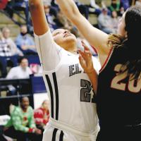 Pauline Black-Harmon powers up a shot under the goal