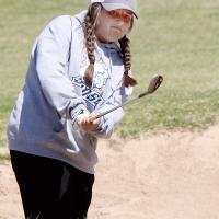 Skylar Ayers blasts out of a bunker during a recent tournament