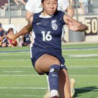 Grisell Guzman clears the ball away from the Indians goal