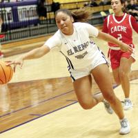 Pauline Black-Harmon reaches out to try and snag a fastbreak pass