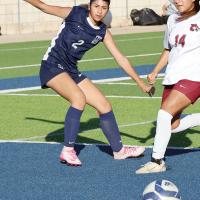 Sinthia Puebla fires a shot past a defender