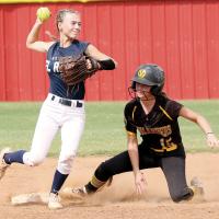 Ryah Hardy steps off second while looking to make a throw to first