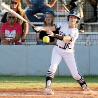 Izzy Birdsong slaps the ball down the third-base line
