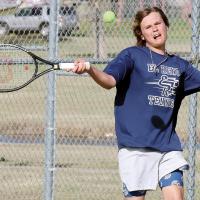 Devlon Galyon hits a return shot