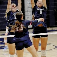Lily Elliott and Ruby Curtis (6) set up a double block