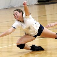 Riley Connor dives for the ball