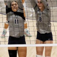 Meredick Martinez and Brantlie Charmasson attempt to reject a shot