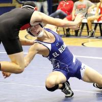 EHS wrestling_LaFoe shoots at ankle