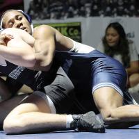 George Stewart works on turning an opponent