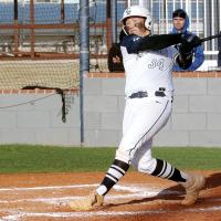 Brayden Fulton slaps a hit down the third-base line