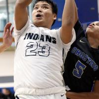 James Reveles (23) puts up a jumper in traffic