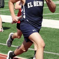 Shane Caso runs a leg of the 3,200 relay at the Piedmont Invitational