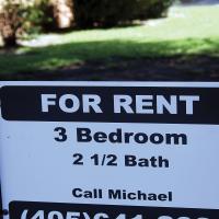This for rent sign appears outside a house in El Reno