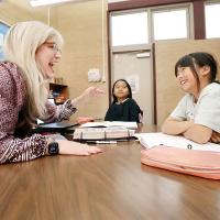 Mandy Shimp works through a lesson with students