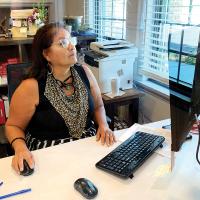 Kim Holmes in her office