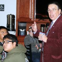 Harvey Pratt talks with El Reno High School students