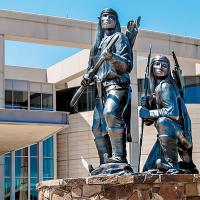 Pictured is one of the statues near the entrance to the Oklahoma History Center