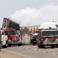 First responders work through the smoke