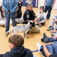 Liz Hodgson shows El Reno High School students how a scanner is used to check if lost animals are chipped