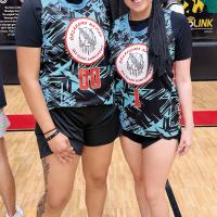 Lilly Thomas (00) and Emmary Elizondo (1) played for the Blue squad in the girls Oklahoma Native All-State Association’s basketball game