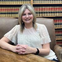 Jana Knott in the law library at Bass Law