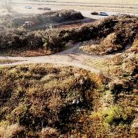 This drone shot shows the limb pile at Lake El Reno