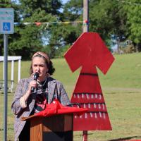 LaRenda Morgan speaks at the Fourth Annual Missing and Murdered Indigenous Persons awareness event
