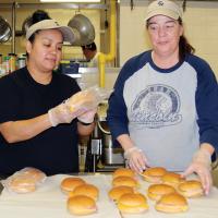 ERPS cafeteria workers Rosas and Bechtel sack up sandwiches