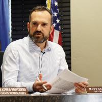 Matt Sandidge talks about the sidewalk project for the Sunset Trails at Lake El Reno