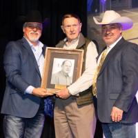 Ted Mittlestaedt is introduced as the first inductee in the Canadian County Junior Livestock Show Hall of Fame