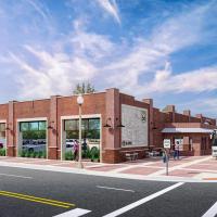 This artist rendering shows what the proposed Mobility Hub would look like