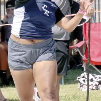 Mya Robles makes a warmup toss