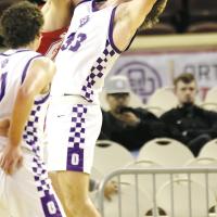 Easton Roby (33) reaches back to grab a rebound