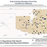 A map showing all federal Indian boarding school sites in Oklahoma