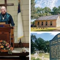 Billy Friend preaches at the Wyandotte Indian Mission Methodist Church