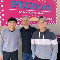 Javier Pecina with two of his sons, Xavier and Omar