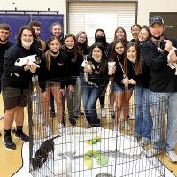 Members of the EHS Leadership class pose with rescue dogs