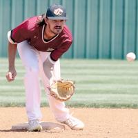 Tyson Eastwood eyes a pickoff throw to second base