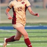 Jaidyn Gonzlaez dribbles the ball up the pitch